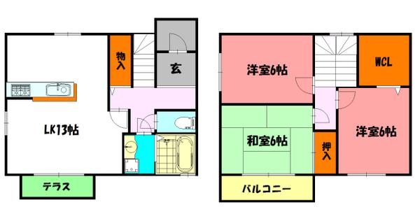 プラシードアレイ(3LDK/1階)の間取り写真