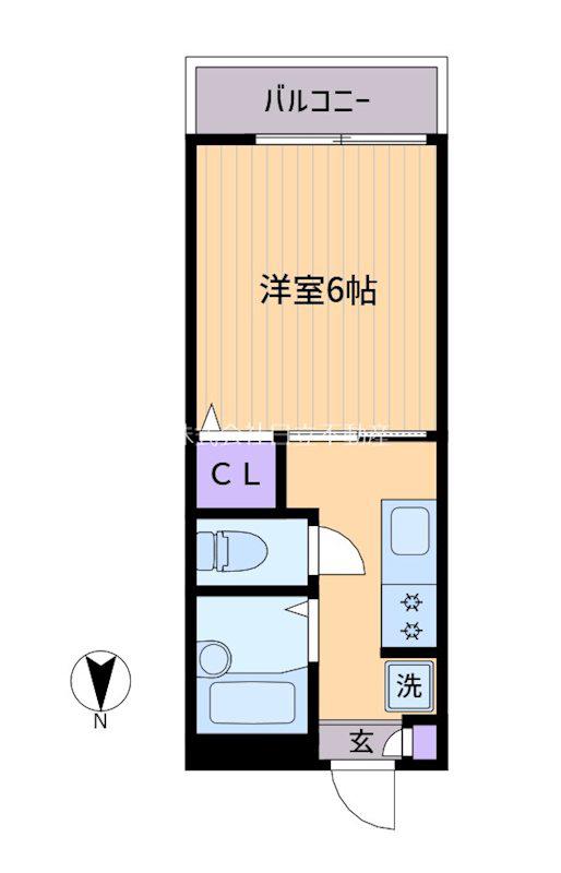 プリムヴェール北沢(1K/1階)の間取り写真