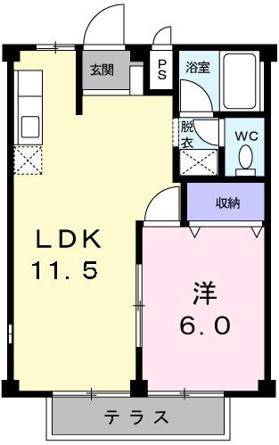 メゾンAO2(1LDK/1階)の間取り写真