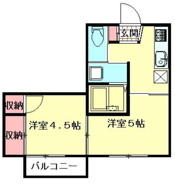 ハイツクレール(2K/2階)の間取り写真