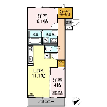 ルークス花園(2LDK/3階)の間取り写真