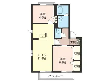 メゾンベルテA棟(2LDK/2階)の間取り写真