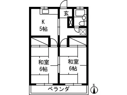 石田ハイツ(2K/1階)の間取り写真