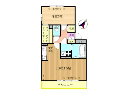 グランドハイツかとう(1LDK/1階)の間取り写真