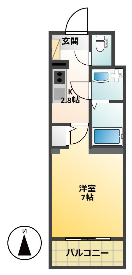 アムールペー西町(1K/6階)の間取り写真