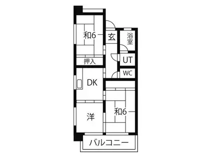 コーポ香流橋(3DK/4階)の間取り写真