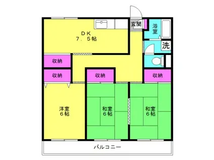 エクセレント宝殿 1号棟(3DK/3階)の間取り写真