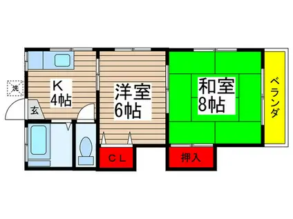 山本ハイツ(2K/2階)の間取り写真