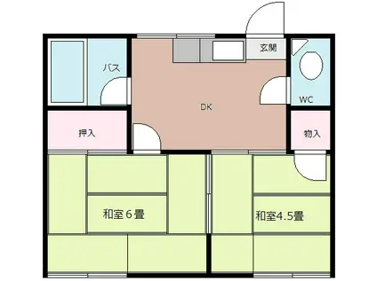 第1すみれ荘(2DK/2階)の間取り写真