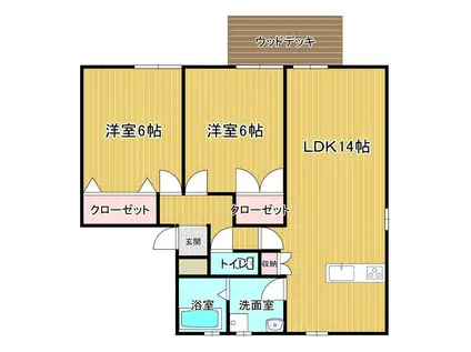 コスモス・ヤエA(2LDK/2階)の間取り写真