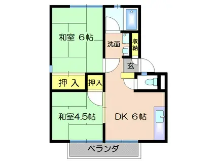 パールハイツ(2DK/1階)の間取り写真