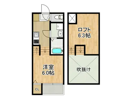 MODERN PALAZZO多良見IC(1SK/2階)の間取り写真