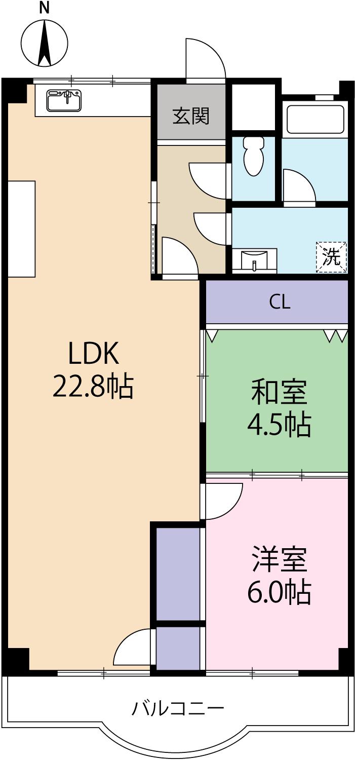 鹿児ハイツ(2LDK/2階)の間取り写真