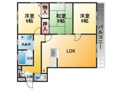 柳本北館(3LDK/2階)の間取り写真