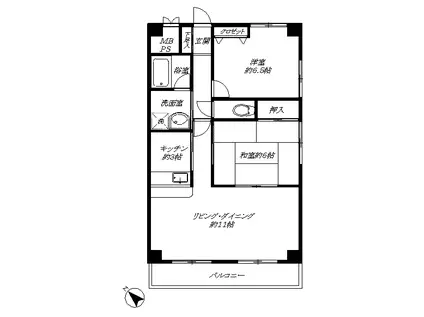ハイツ末広(2LDK/1階)の間取り写真