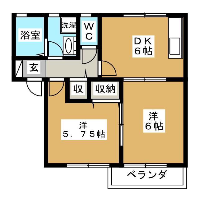 サンハウス下山(2DK/1階)の間取り写真