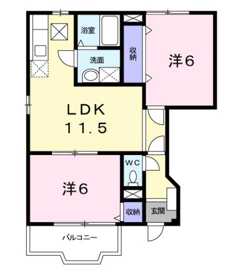クロスローズ(2LDK/1階)の間取り写真