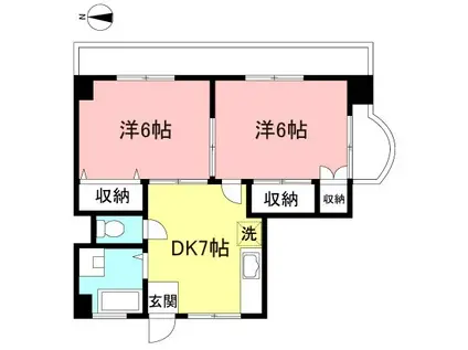 椿ビルディング(2DK/3階)の間取り写真