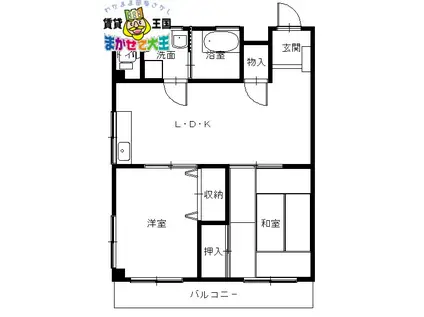 浦川ビル(2LDK/4階)の間取り写真