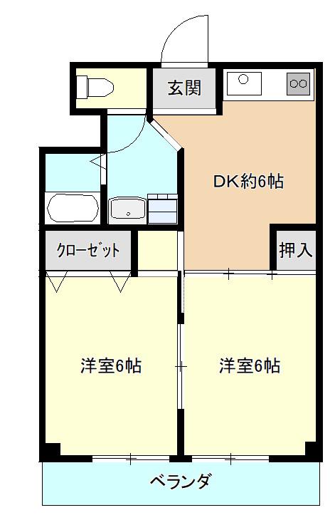 パステル 武庫之荘(2DK/3階)の間取り写真