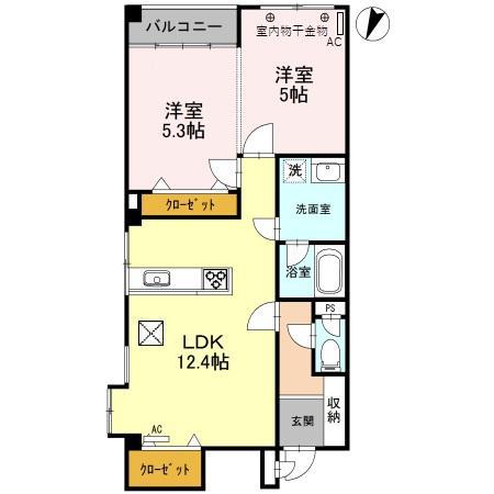 メープルハイム(2LDK/1階)の間取り写真