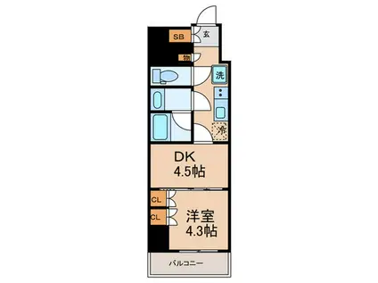 ザ・パークハビオ東長崎(1DK/7階)の間取り写真