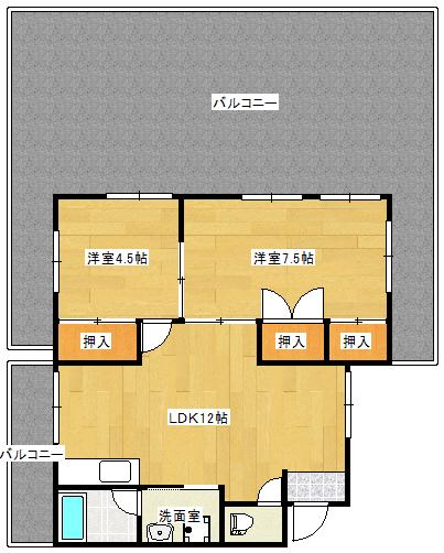 岡田ビル(2LDK/4階)の間取り写真