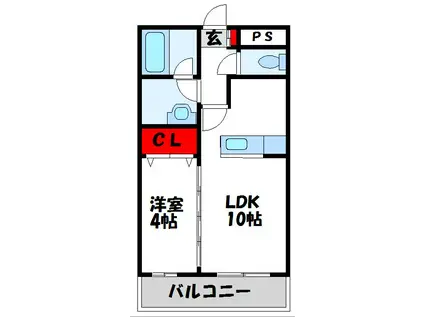 プレステージ赤間(1LDK/1階)の間取り写真