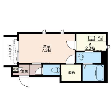 LA LUCE(1K/1階)の間取り写真