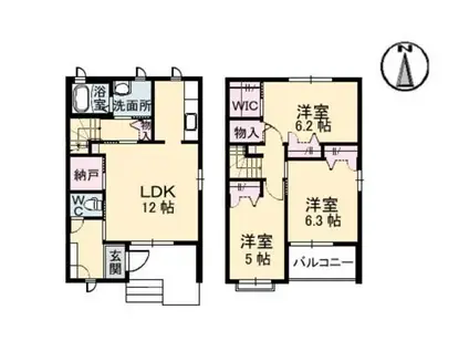 クレール高須台C棟(3LDK/1階)の間取り写真