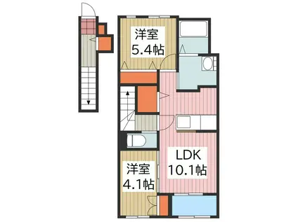 草加市谷塚仲町アパート工事(2LDK/2階)の間取り写真