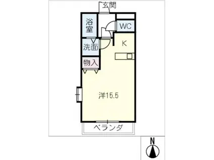 ベラカーサII(ワンルーム/2階)の間取り写真