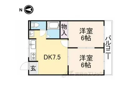 オスカー桜木A棟(2DK/2階)の間取り写真