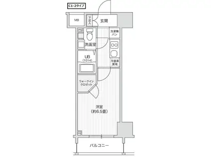 レジディア笹塚II(1K/13階)の間取り写真