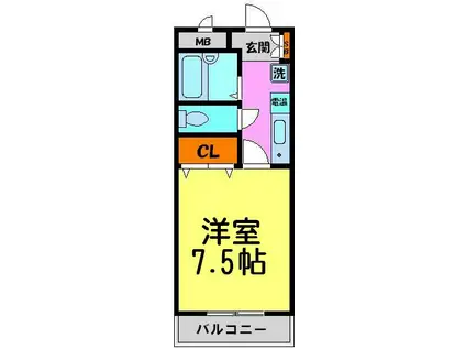 リバティハイム櫻井II(1K/3階)の間取り写真