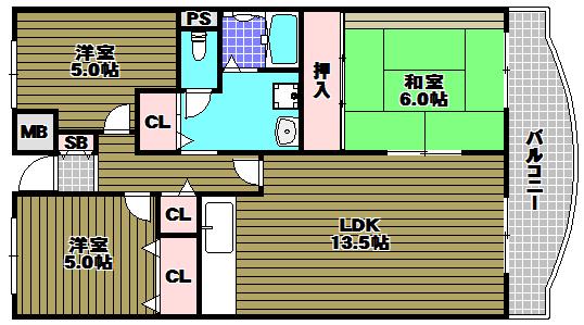 プレスト・コート壱番館(3LDK/7階)の間取り写真