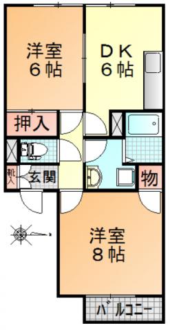 レピュートK(2DK/1階)の間取り写真