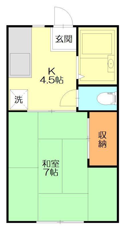 内藤ハイツ(1K/2階)の間取り写真