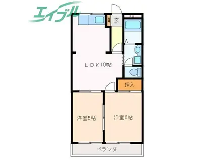 メゾンライフ(2LDK/2階)の間取り写真