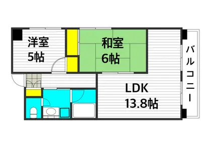 アミティエール畷(2LDK/2階)の間取り写真