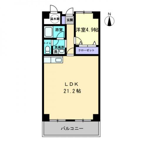 アーバン茜(1LDK/6階)の間取り写真