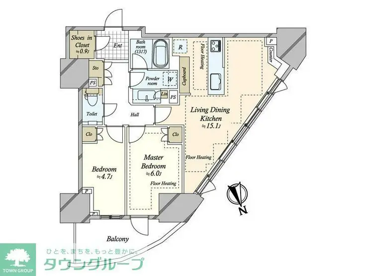パークタワー東中野グランドエア 19階階 間取り
