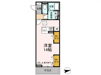 ラフィーネ(ワンルーム/1階)の間取り写真
