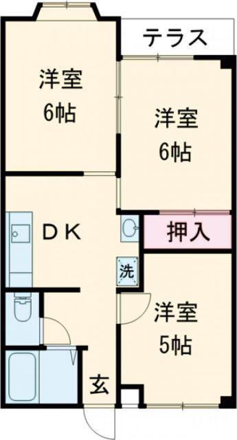 サンラインコーポ(3DK/1階)の間取り写真