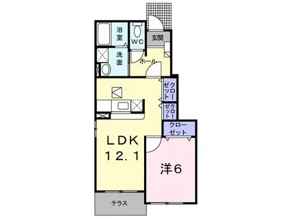 ブランシュール II(1LDK/1階)の間取り写真