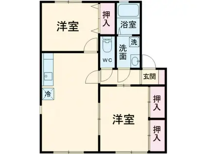 ノーウェアハイツ B(2LDK/1階)の間取り写真