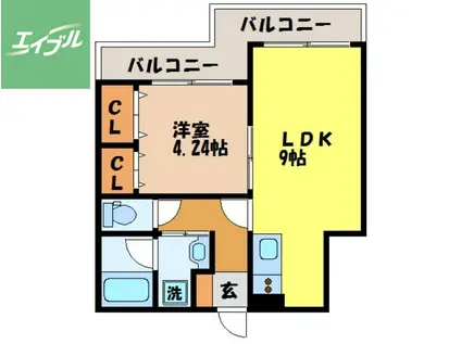 プレイス小島(1LDK/3階)の間取り写真