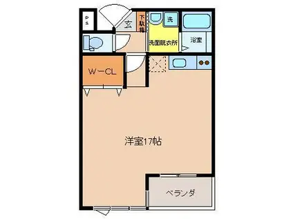 ビオス竹林(ワンルーム/3階)の間取り写真