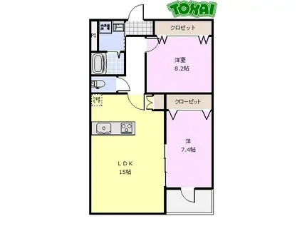 FACE MANSION(2LDK/2階)の間取り写真