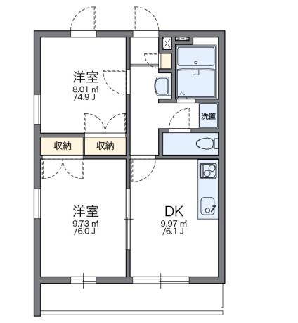 レオパレスKOBATA(2DK/2階)の間取り写真